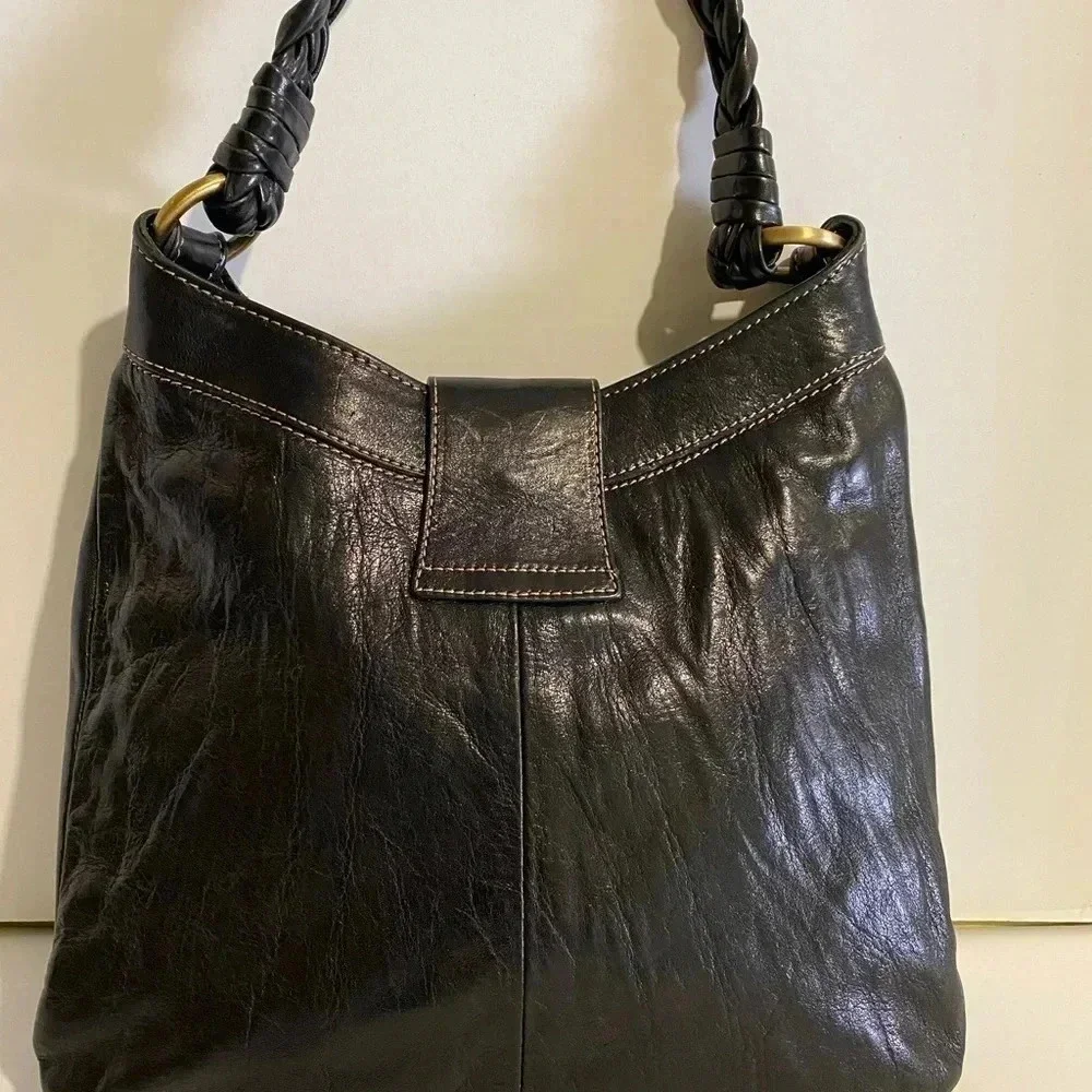 Francesco Biasia black leather hobo handbag